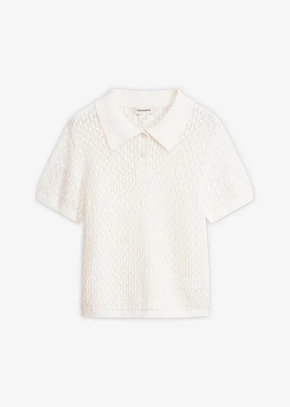 Genser i 100% bomull med hullm&oslash;nster, bonprix