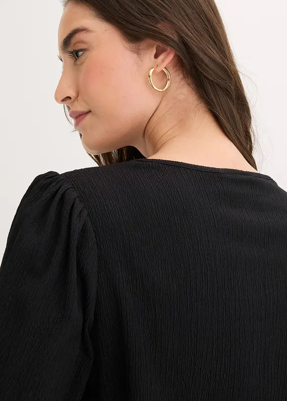 Trikotbluse i strukturert krepp, bonprix