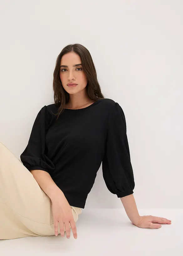 Trikotbluse i strukturert krepp, bonprix