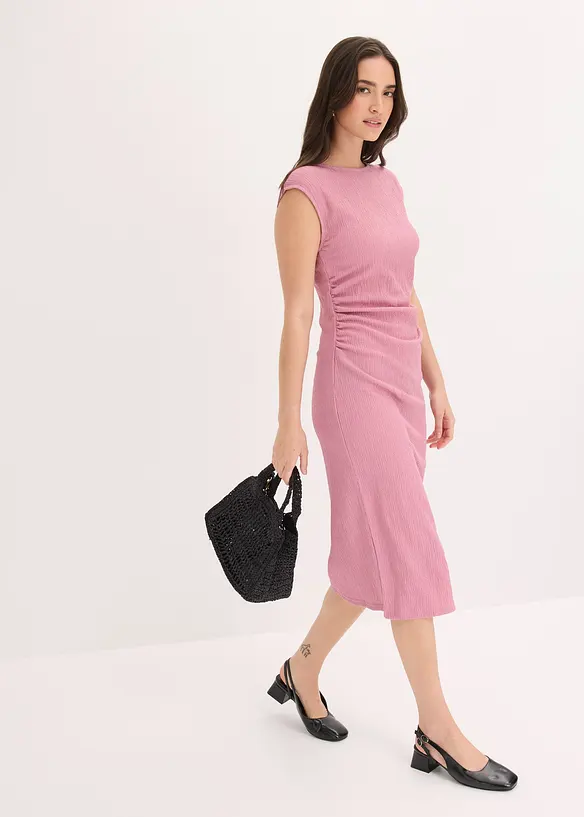 Trikotkjole i kreppet strukturmateriale, bonprix