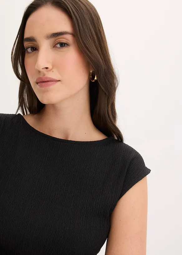 Trikotkjole i kreppet strukturmateriale, bonprix