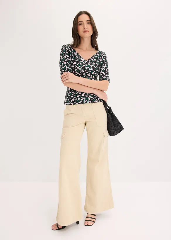 Topp i bomull med elastan, bonprix