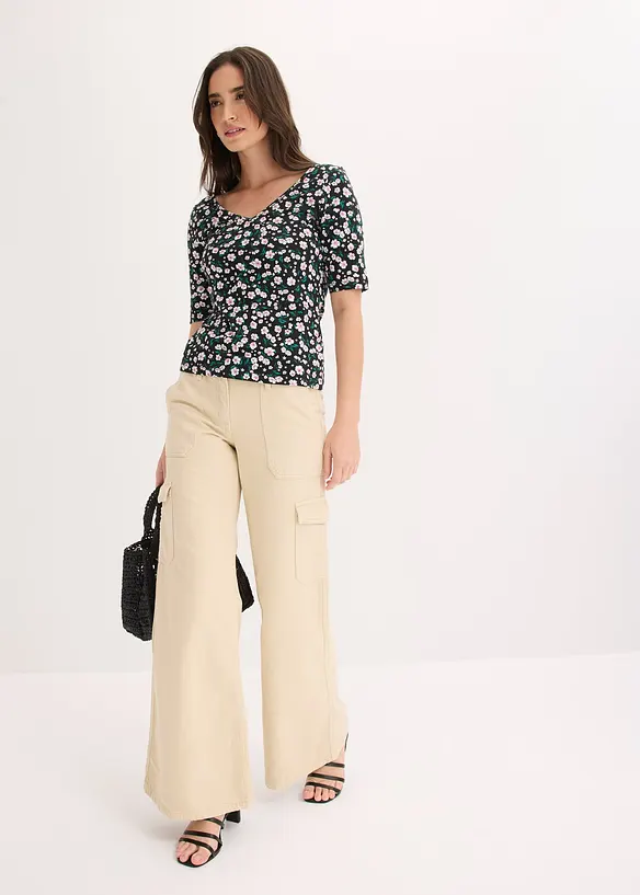 Topp i bomull med elastan, bonprix