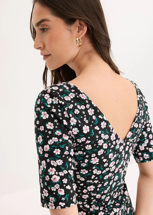 Topp i bomull med elastan, bonprix