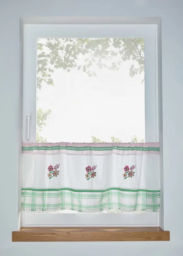 Gardinkappe i &oslash;kologisk bomull med broderi, bonprix