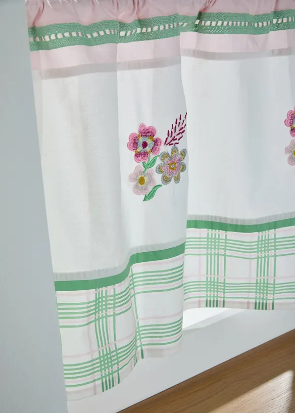 Gardinkappe i &oslash;kologisk bomull med broderi, bonprix