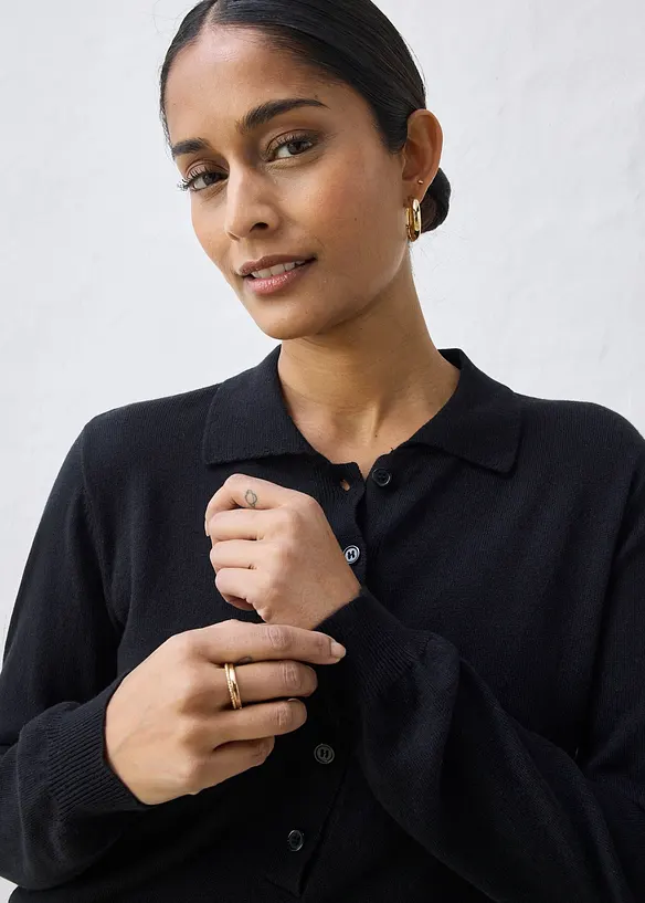 Genser med silke og krage, bonprix