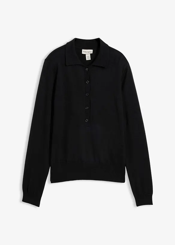 Genser med silke og krage, bonprix