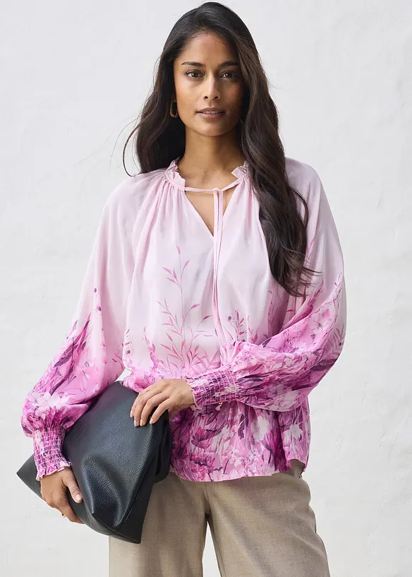 Bluse med silke, bonprix