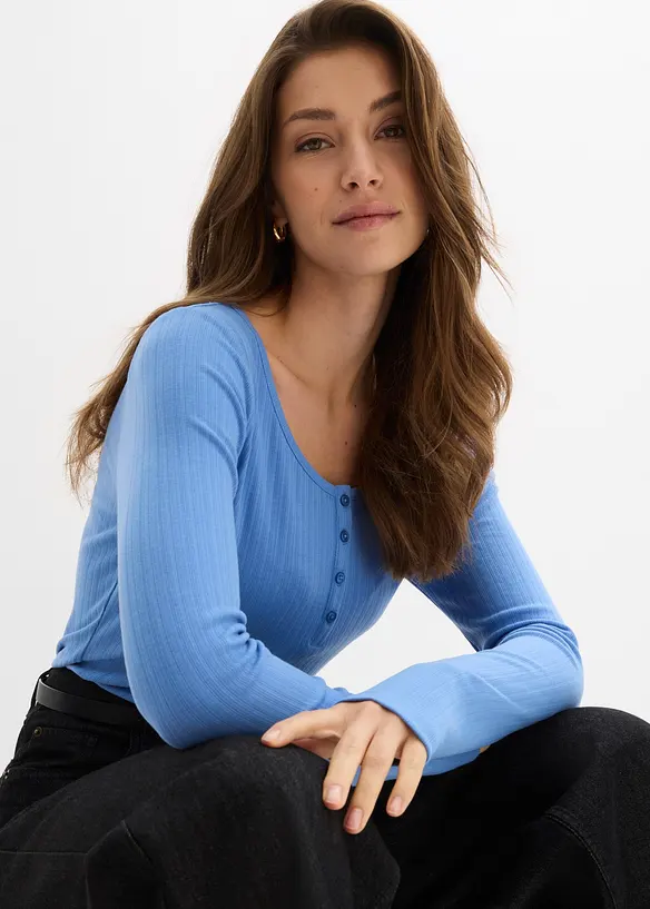 Langermet, ribbet topp, bonprix