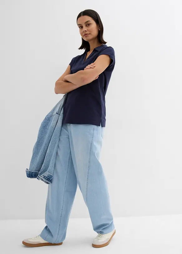 Topp med &aring;pen polokrage, bonprix