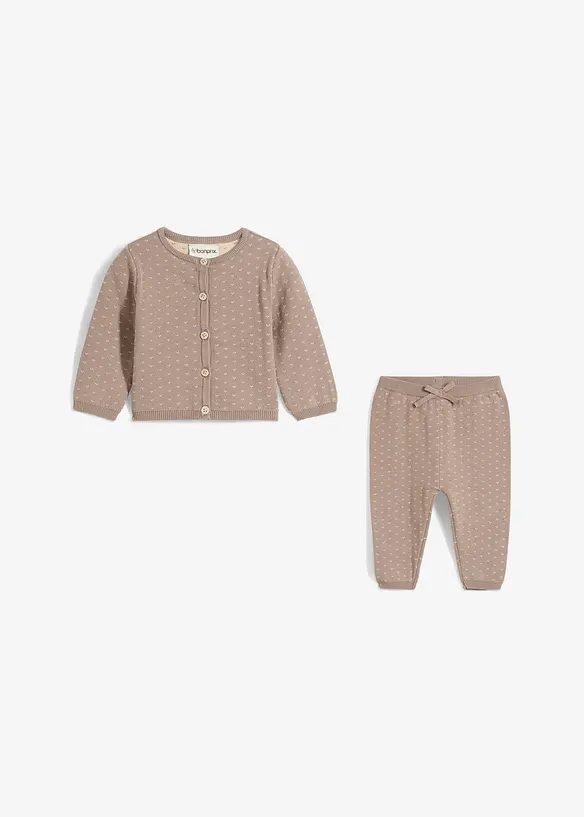 Cardigan og bukse i bomullsmiks (2-delt sett), bonprix