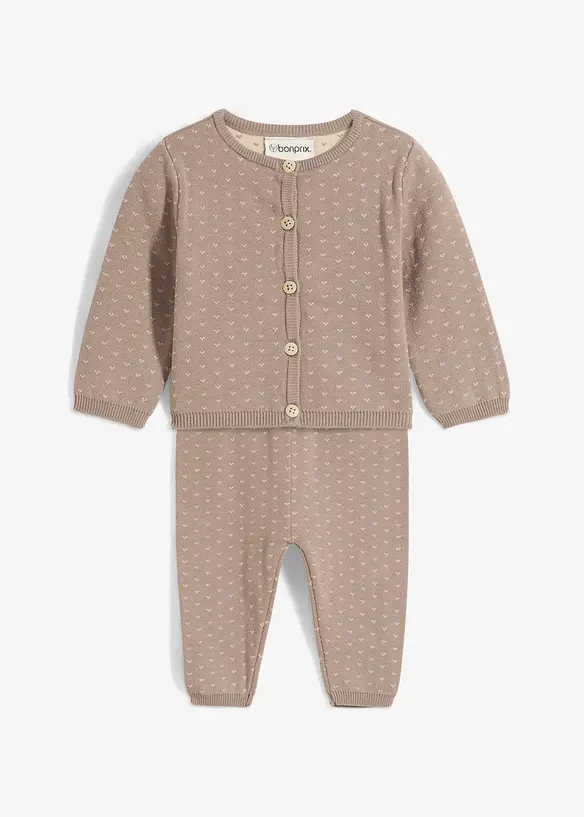 Cardigan og bukse i bomullsmiks (2-delt sett), bonprix