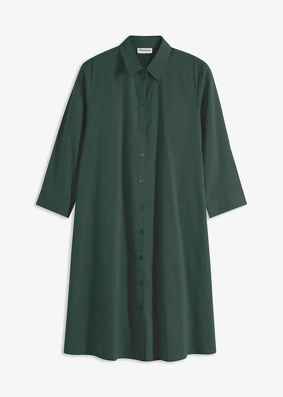 Skjortekjole i strukturert poplin, bonprix