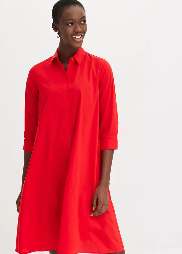 Skjortekjole i strukturert poplin, bonprix