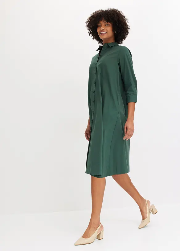 Skjortekjole i strukturert poplin, bonprix