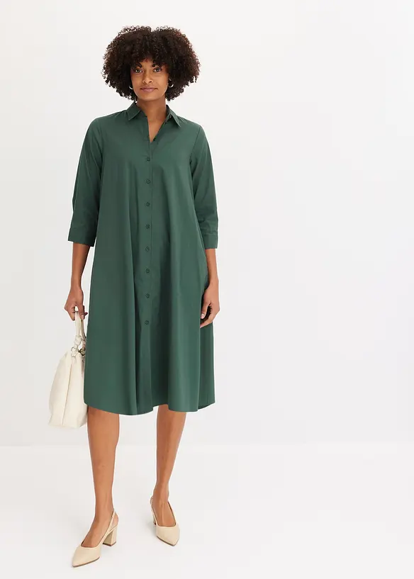 Skjortekjole i strukturert poplin, bonprix