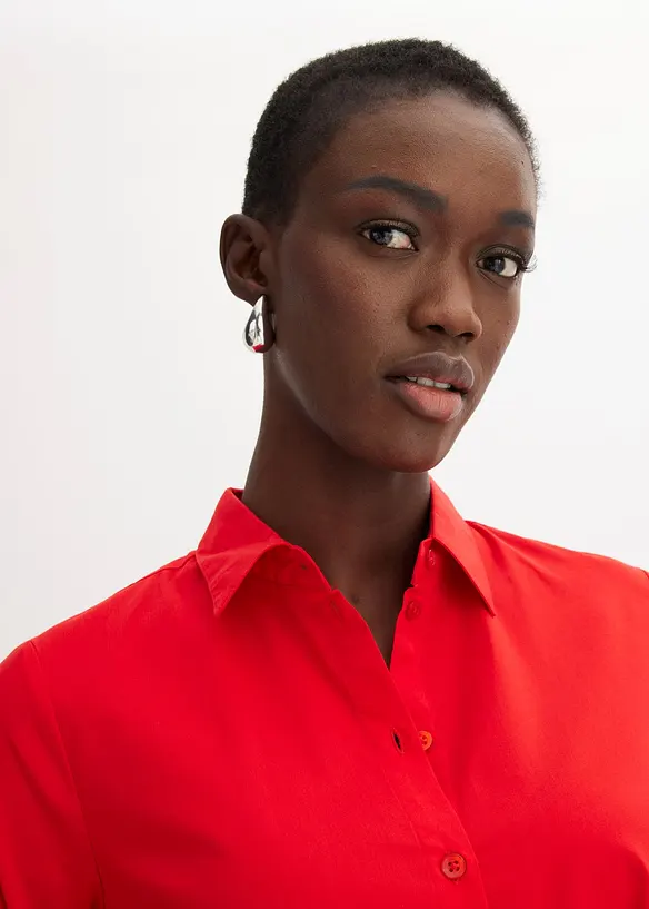 Skjortekjole i strukturert poplin, bonprix