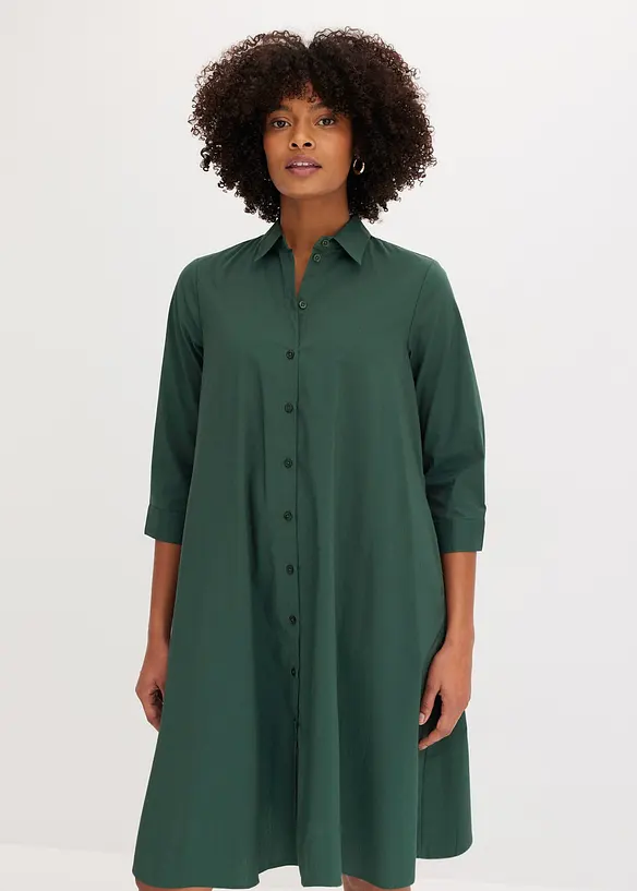Skjortekjole i strukturert poplin, bonprix