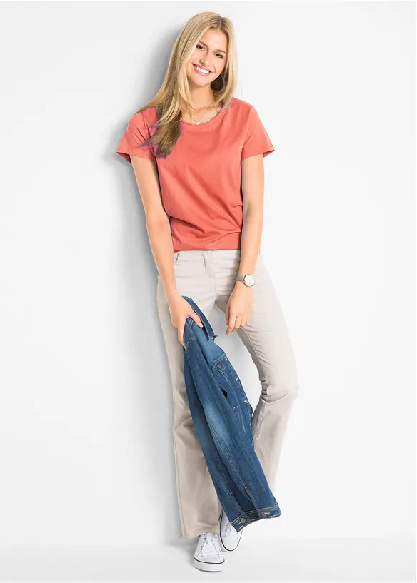 Topp med rund hals (5-pack), bonprix