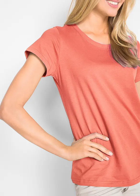 Topp med rund hals (5-pack), bonprix
