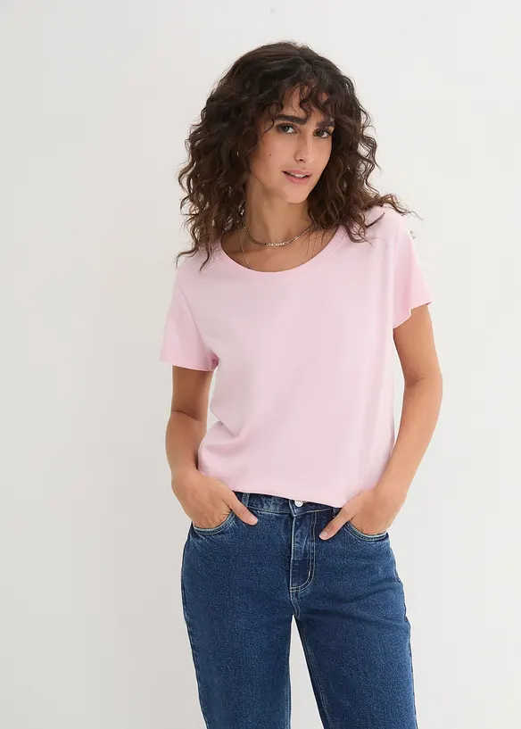 Topp med rund hals (5-pack), bonprix