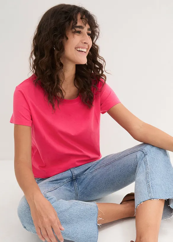 Topp med rund hals (5-pack), bonprix