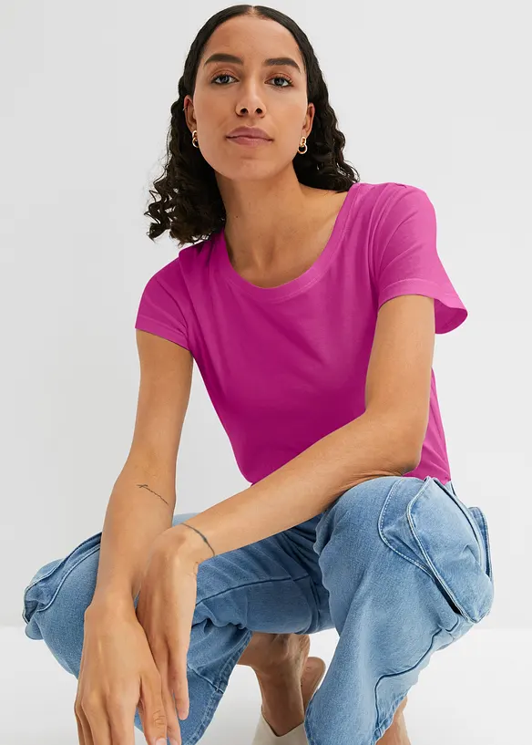 Topp med rund hals (5-pack), bonprix