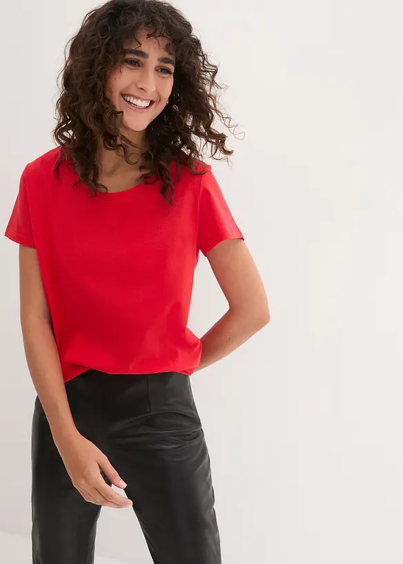 Topp med rund hals (5-pack), bonprix