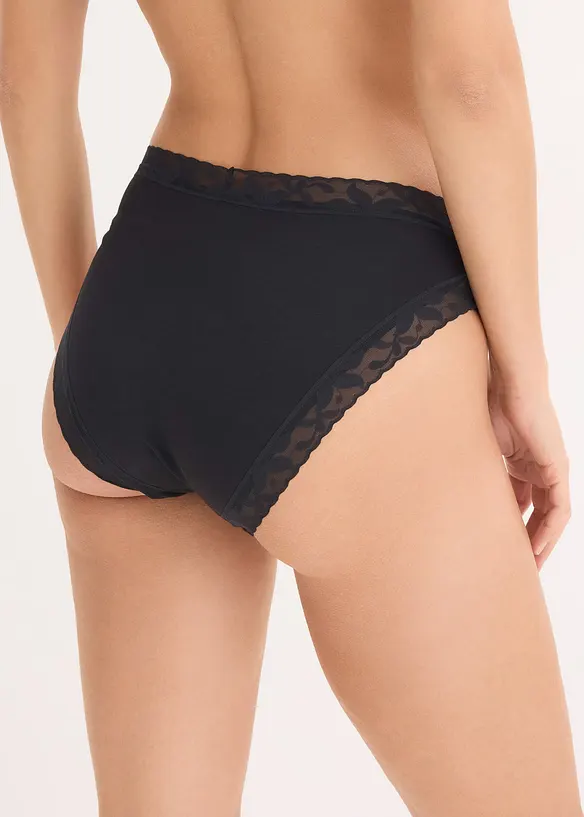 Truse med h&oslash;y midje og blonder (5-pack), bonprix