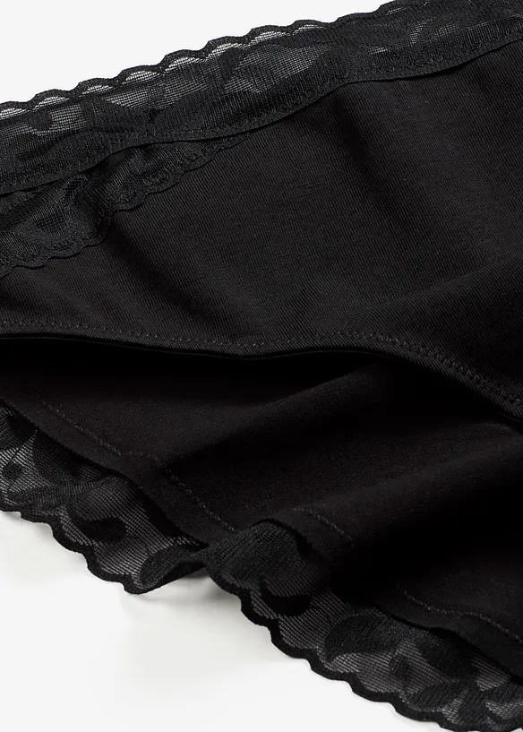 Truse med h&oslash;y midje og blonder (5-pack), bonprix