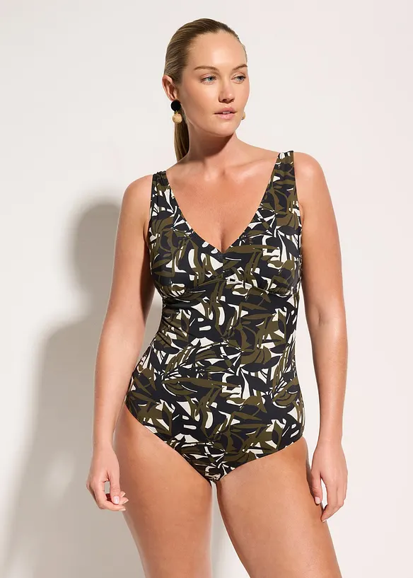 Shape-badedrakt med V-hals, middels formende, bonprix