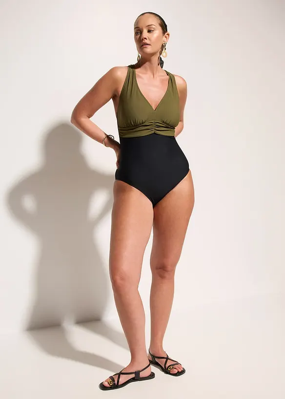Shape-badedrakt med V-hals, lett formende, bonprix