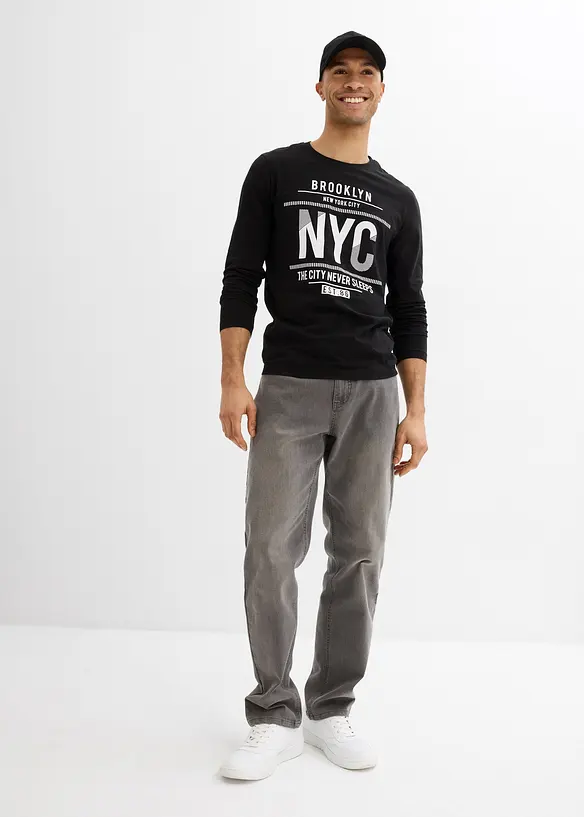 Langermet topp i 100% &oslash;kologisk bomull, Slim Fit, bonprix