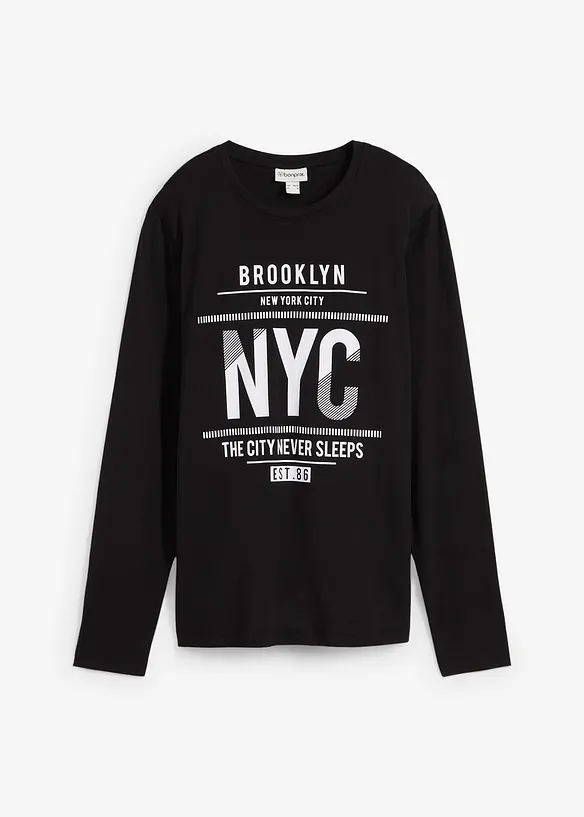 Langermet topp i 100% &oslash;kologisk bomull, Slim Fit, bonprix