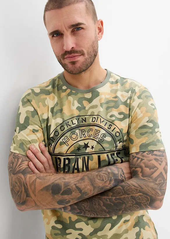 T-skjorte i 100% &oslash;kologisk bomull, Slim Fit, bonprix