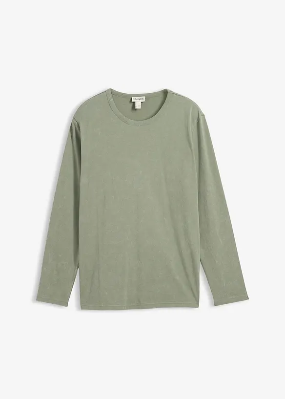 Langermet shirt i 100% bomull med vasket effekt, bonprix