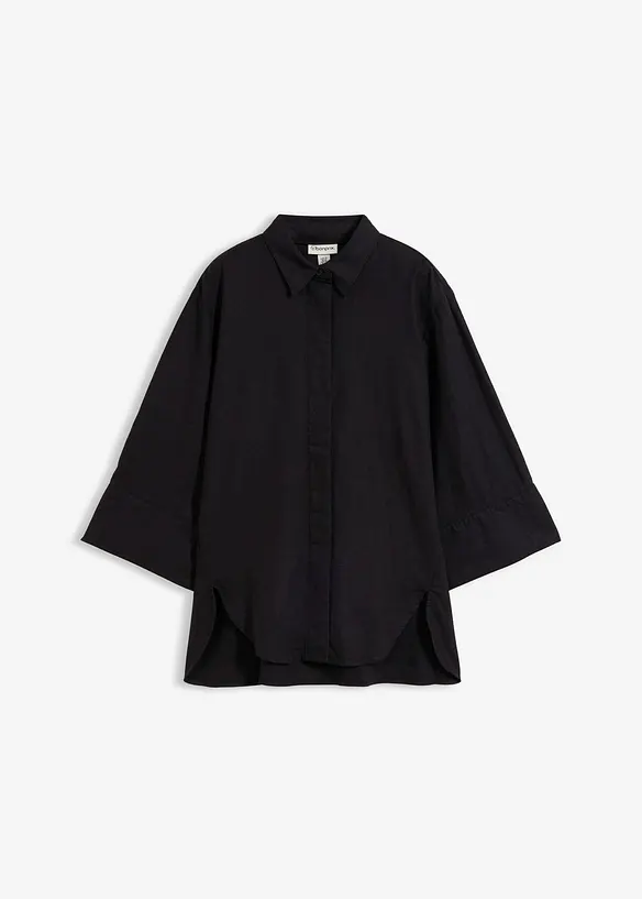 Skjorte i kj&oslash;lende linmiks, bonprix