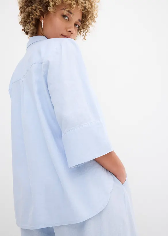 Skjorte i kj&oslash;lende linmiks, bonprix