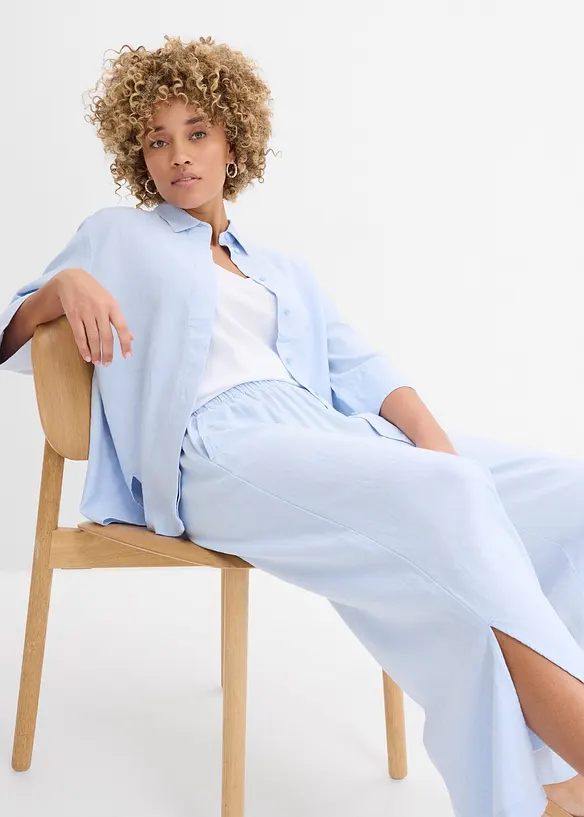 Skjorte i kj&oslash;lende linmiks, bonprix