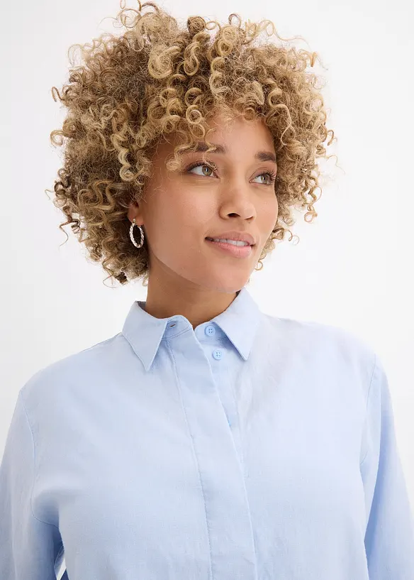 Skjorte i kj&oslash;lende linmiks, bonprix