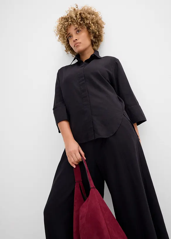 Skjorte i kj&oslash;lende linmiks, bonprix