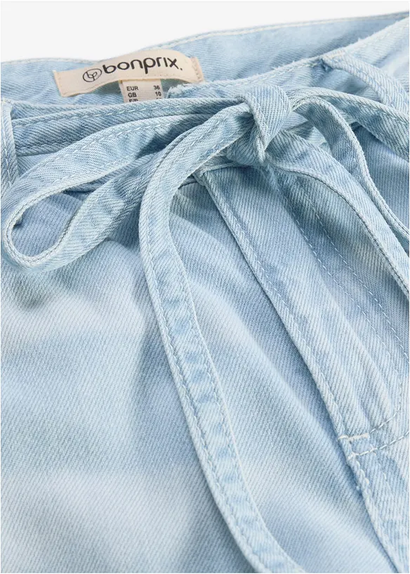 Wide Leg-jeans, Mid Waist, med belte, bonprix