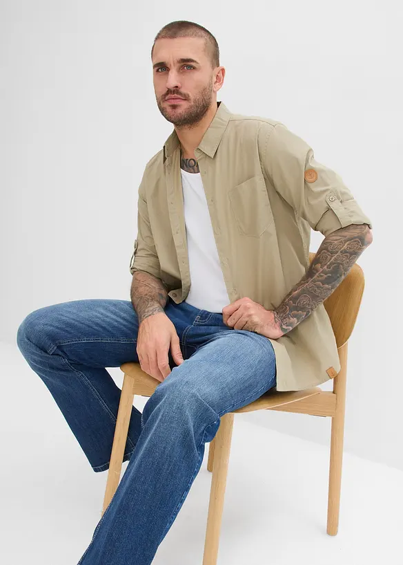 Langermet skjorte i 100% &oslash;kologisk bomull, bonprix