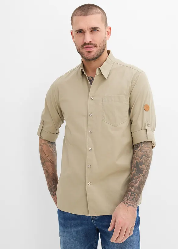 Langermet skjorte i 100% &oslash;kologisk bomull, bonprix