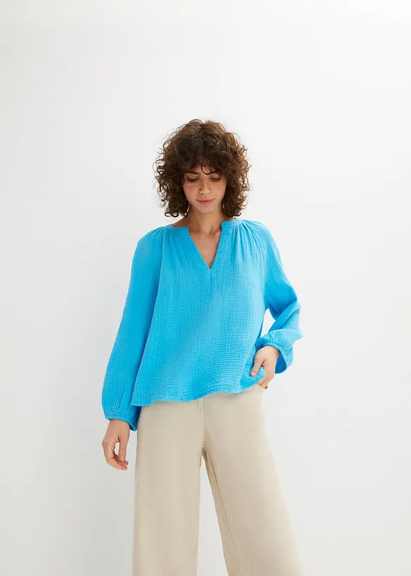 Oversized bluse i musselin, bonprix