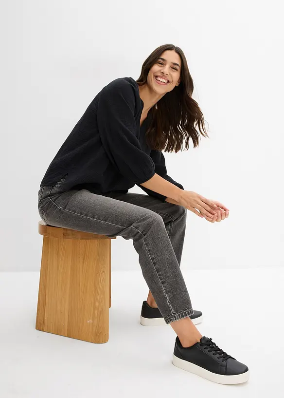 Oversized bluse i musselin, bonprix