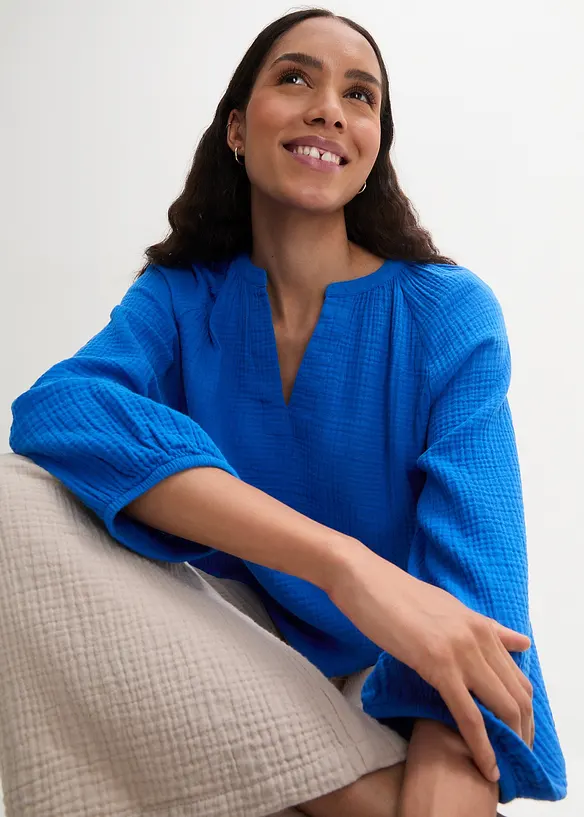 Oversized bluse i musselin, bonprix