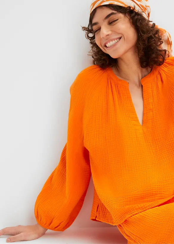 Oversized bluse i musselin, bonprix