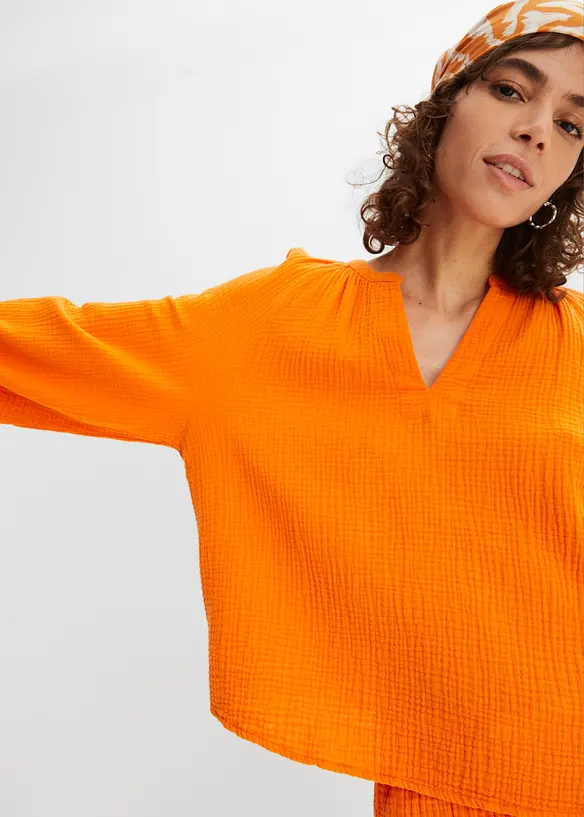 Oversized bluse i musselin, bonprix